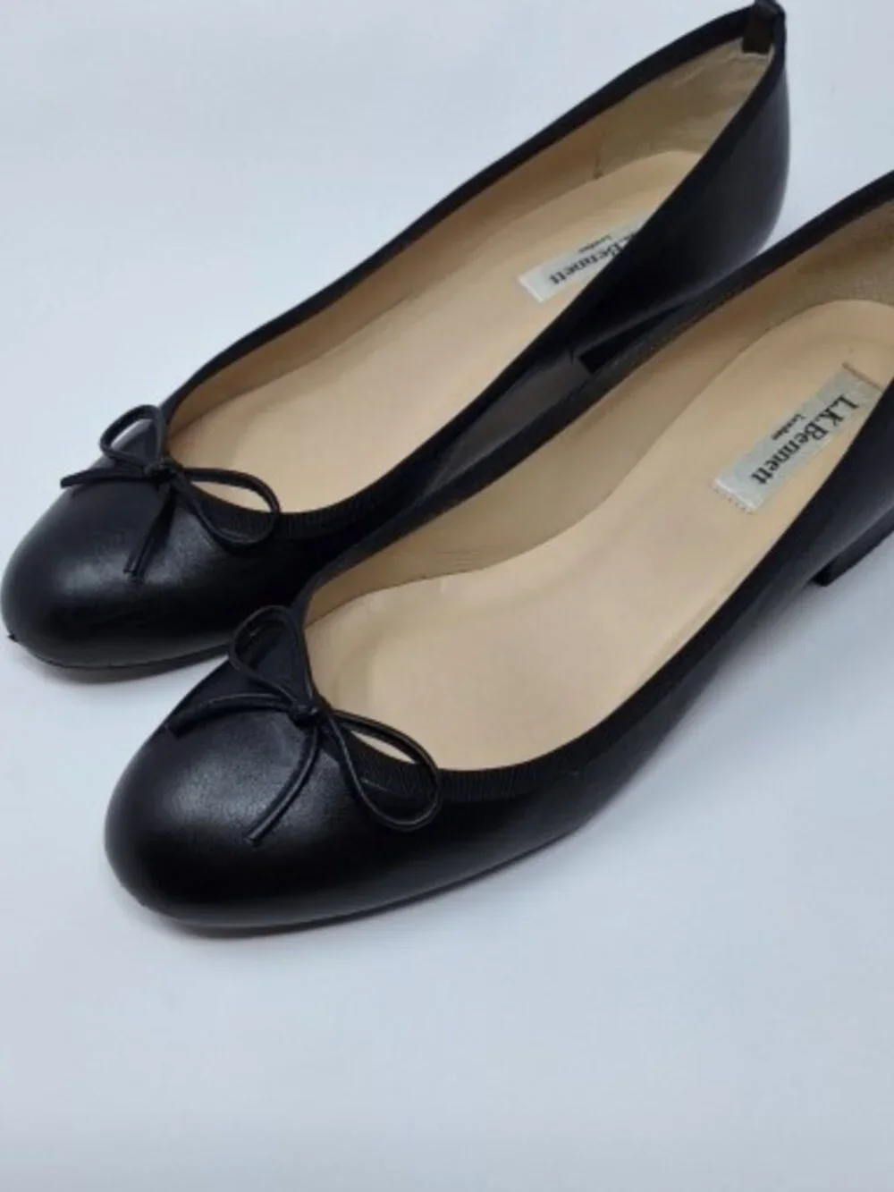 LK Bennett London French Girl Shoe Style Flats Black Nappa Leather Sz 39 US 8.5